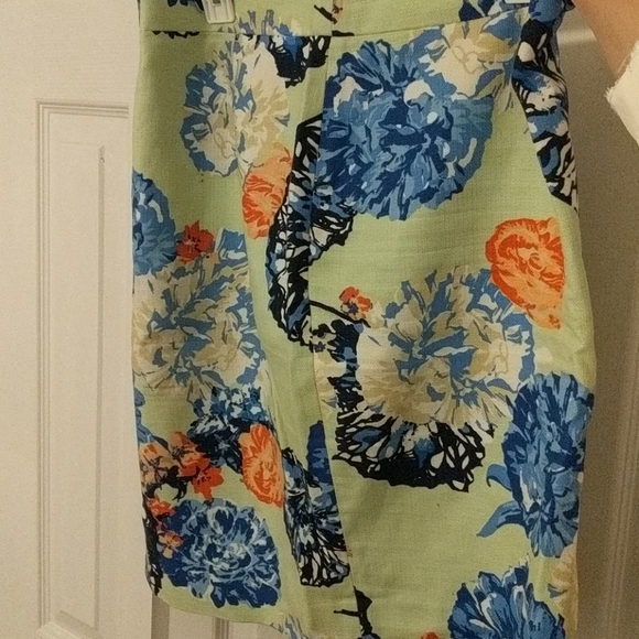 J Crew 'The Pencil Skirt' Tiffany Blue Floral - Picture 3 of 3